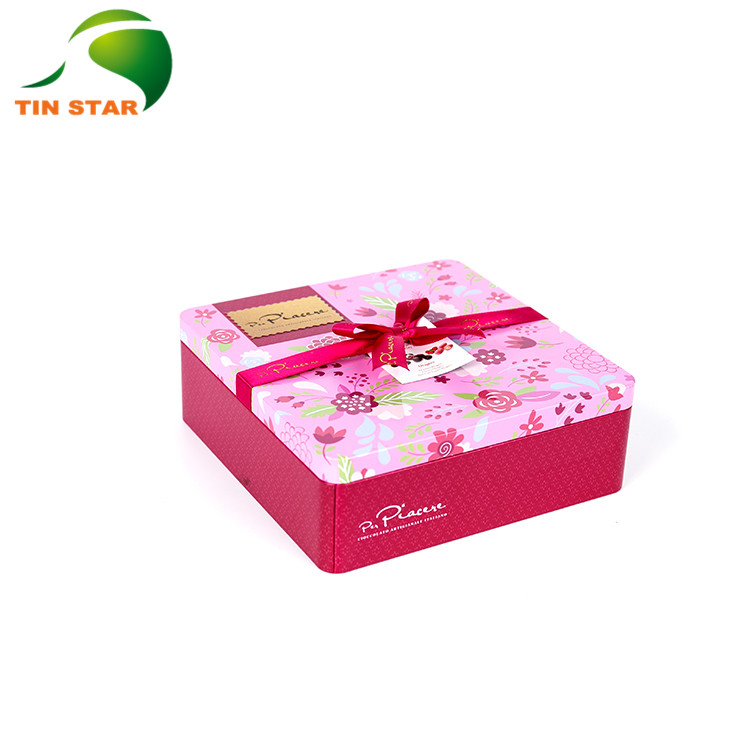 Pink bowknot Biscuits Tins Box 